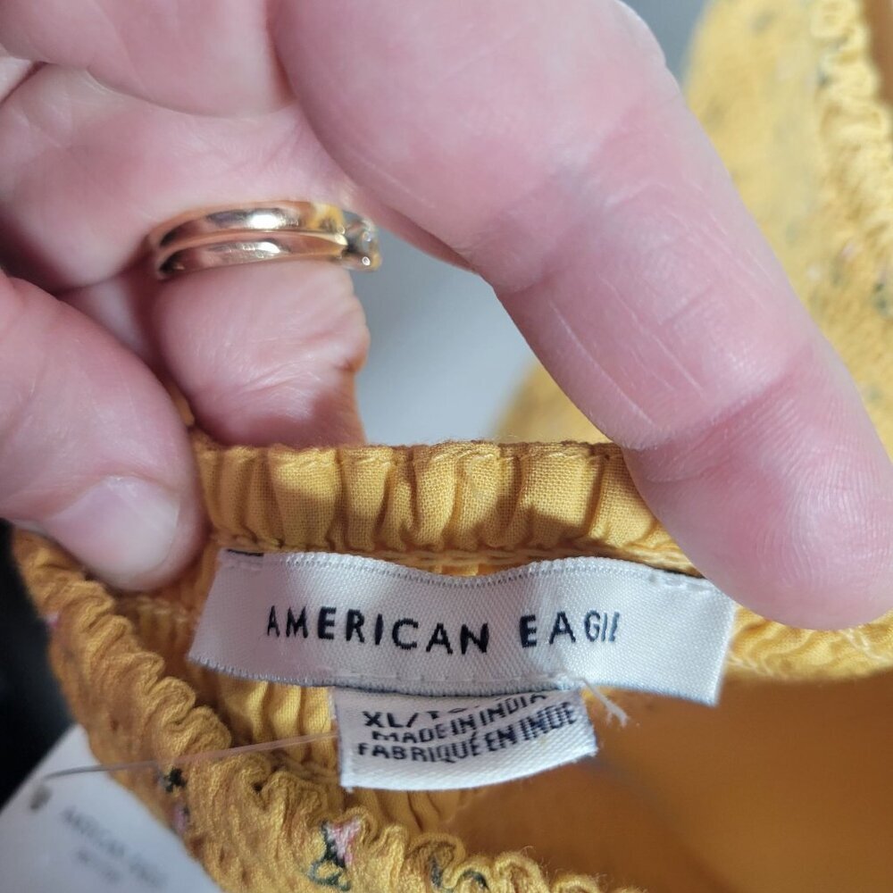 American Eagle Outfitters Women Backless Yellow Ditzy Floral Halter Size XL - Picture 7 of 12